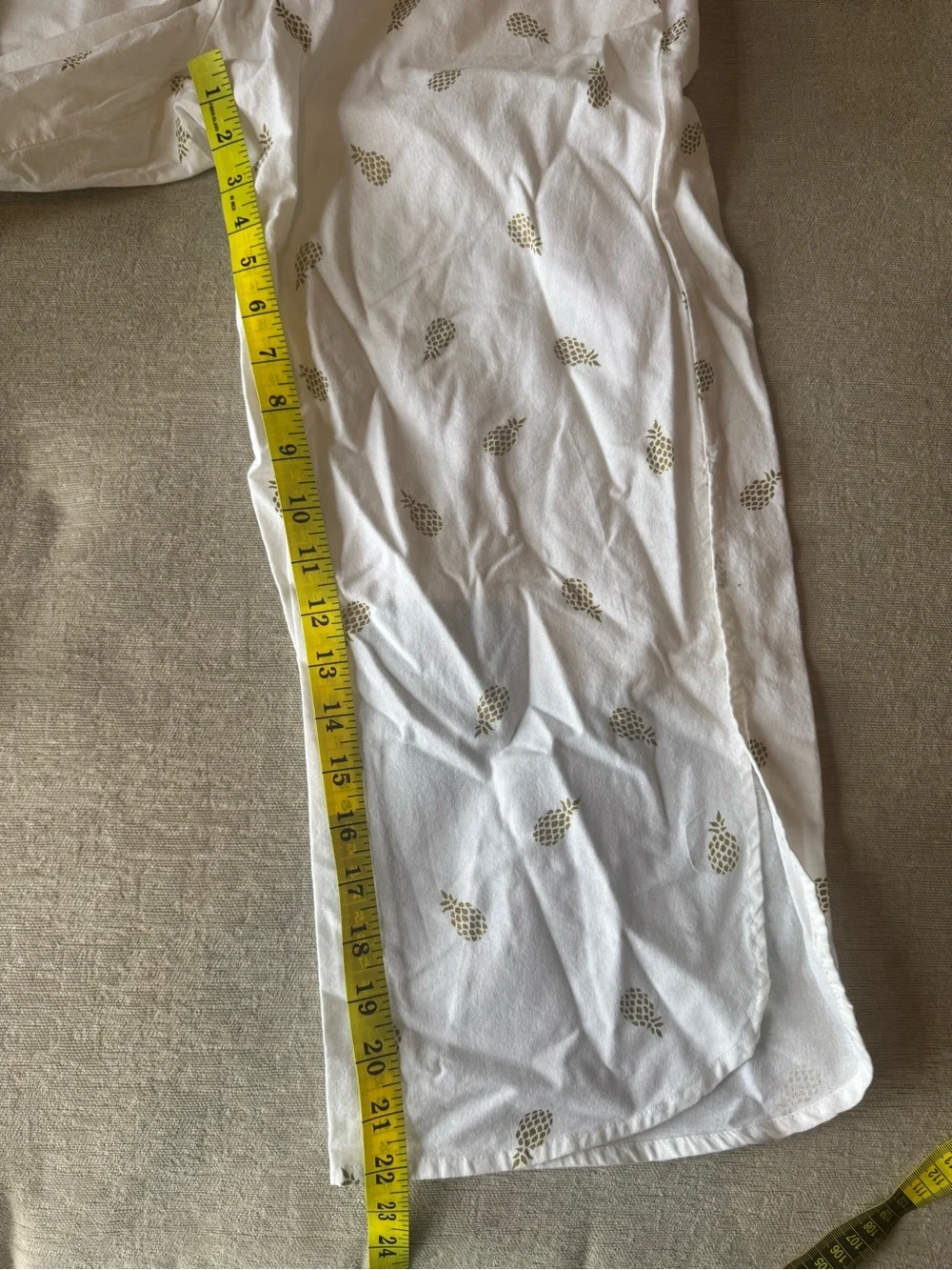 Fresh Produce Pineapple Adele Capri Pants White Gold Print Linen Blend XS/S NWT